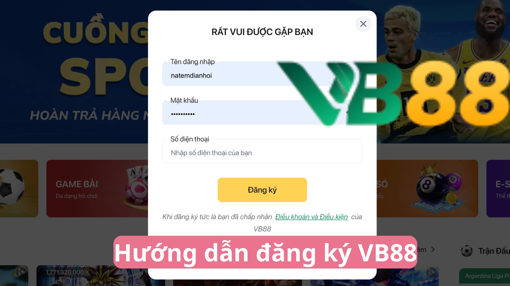 Hướng dẫn các bước đăng ký VB88 cho tân thủ