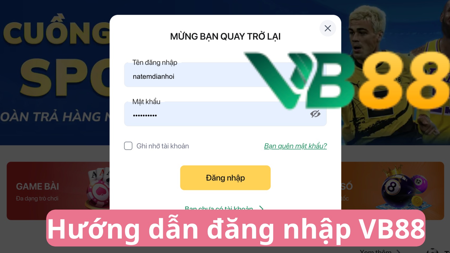 Hướng dẫn các bước đăng nhập VB88 cho người mới